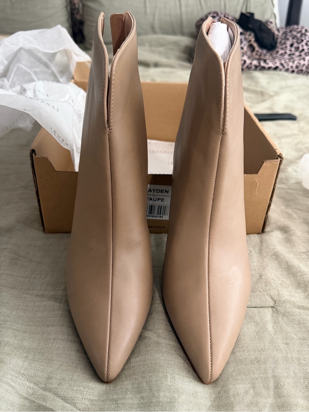 Journee Collection Taupe Pointed Toe Ankle Booties
